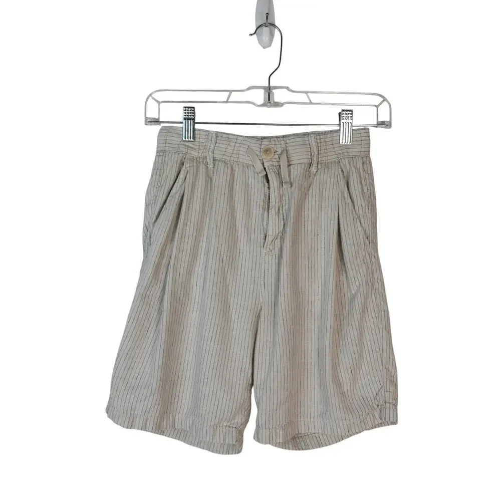 Zara Kids Boys‎ Linen Blend Striped Shorts Size 11/12 Tan Beachy Vacation Travel